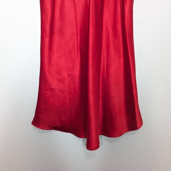 Vintage 90's Red Embroidered Heart Pattern Semi Sheer Slip Dress Nightie Bow M - Picture 7 of 10